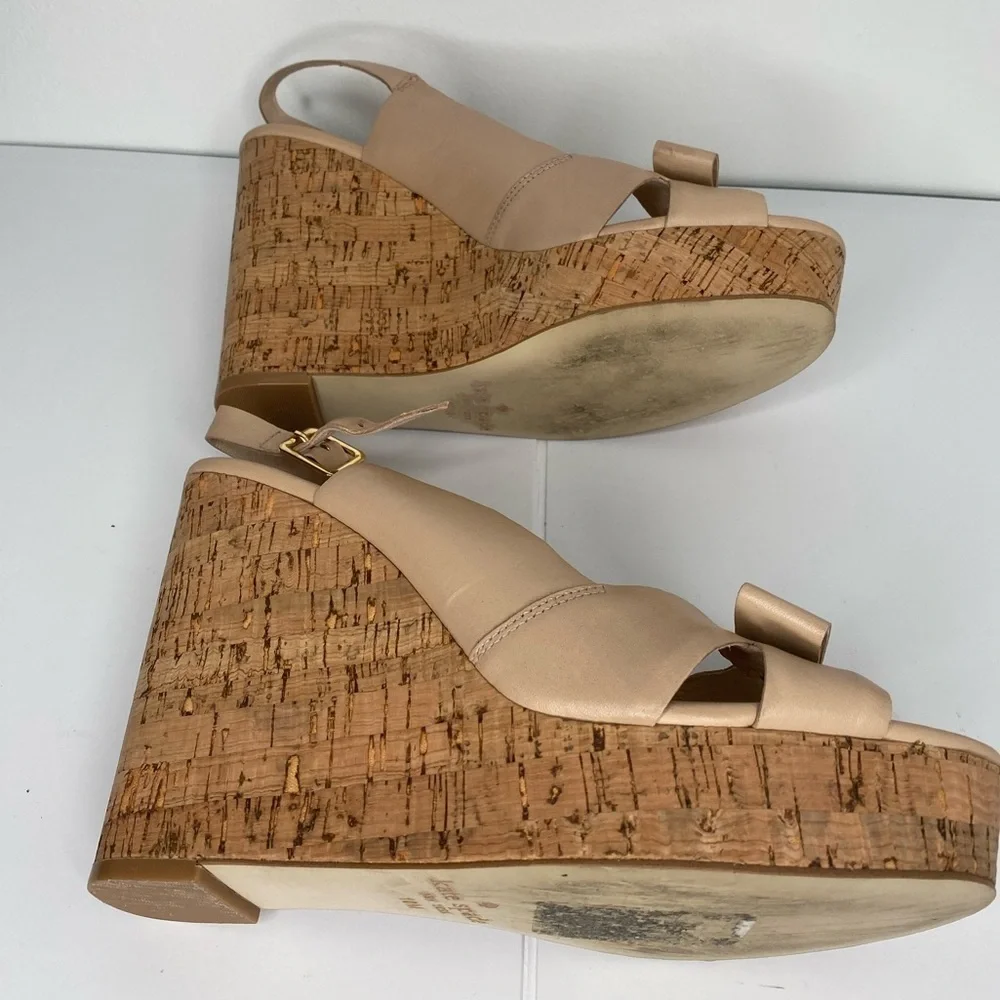 KATE SPADE Rock Stud Tan Wedge Sandals